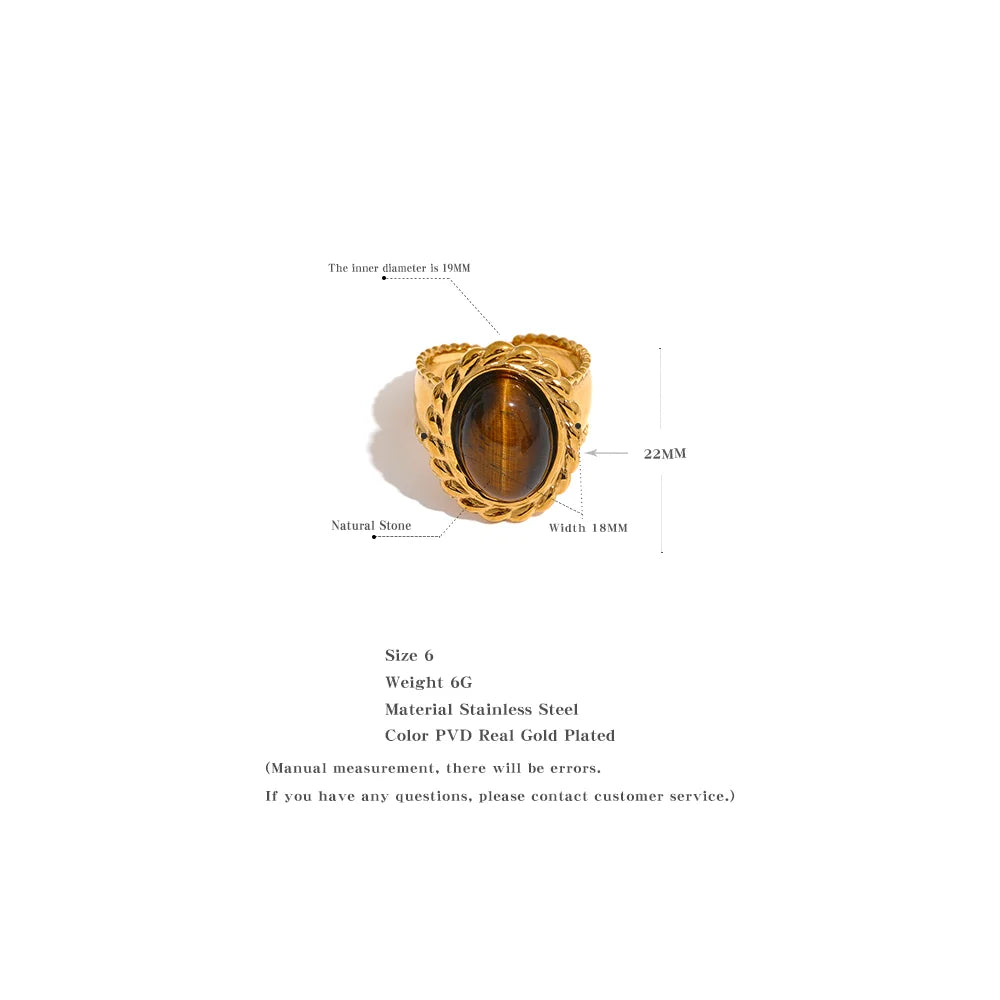 Aurexo Bold Tiger Eye Gold Plated Ring