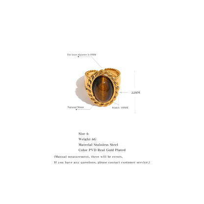 Aurexo Bold Tiger Eye Gold Plated Ring
