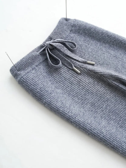 Wool Knitted Wide Leg Pants