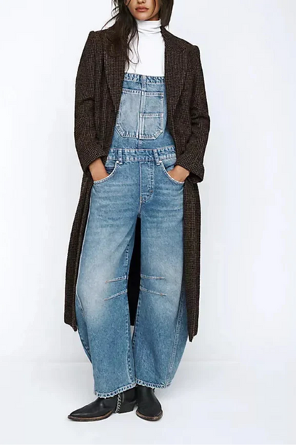Calvia Wide-Leg Denim Overalls