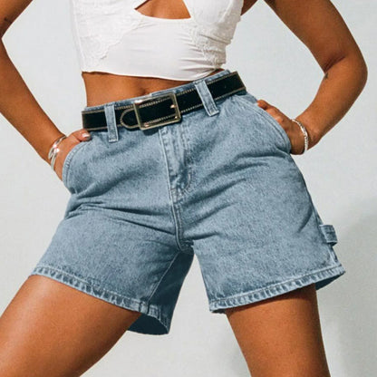 Madison Cotton Denim High-Waist Shorts