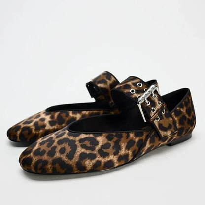 Liora Leopard Mary Jane Flats