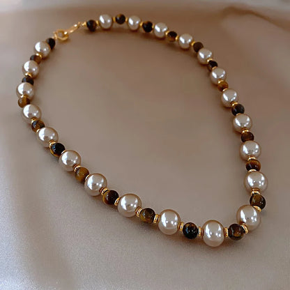 Tiger's-eye Champagne Pearl Necklace