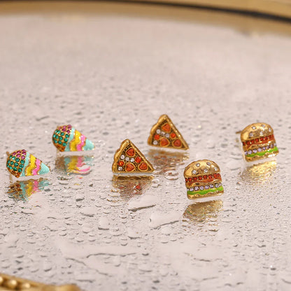 VivaVita Enamel Snack Stud Earrings