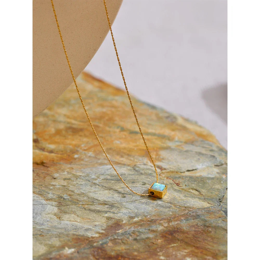 Liora Opal Stone Pendant 18k Plated Gold Necklace