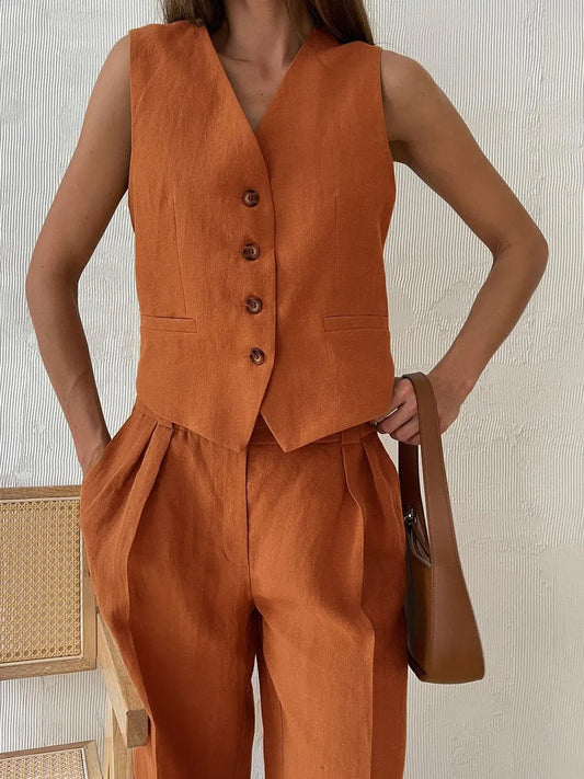 Marlowe Linen 100% Trouser Set