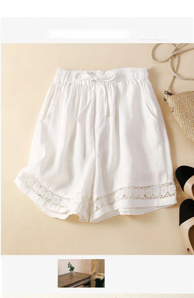 Lenora Embroidered Linen Shorts