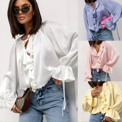 Liora Satin Ruffle Blouse