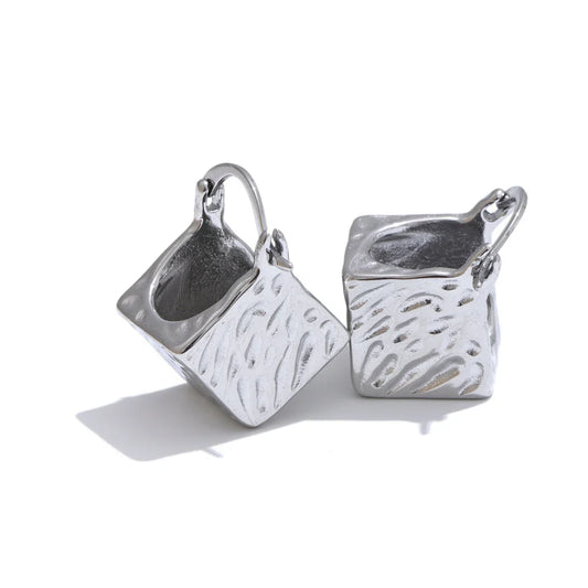 Valonne Gold Cube Hoop Earrings