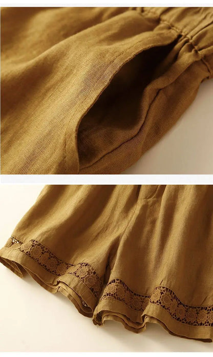 Lenora Embroidered Linen Shorts