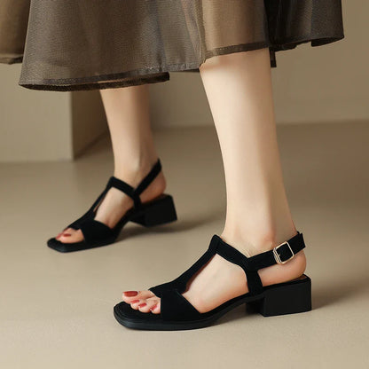 Mirea Suede T-Strap Sandals