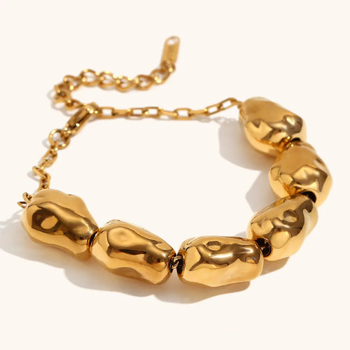 Velda Irregular Bead Bracelet Stainless Steel Chunky Waterproof Jewelry
