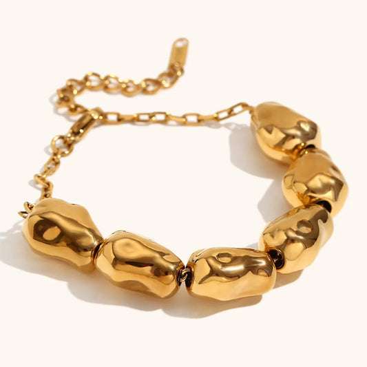 Velda Irregular Bead Bracelet Stainless Steel Chunky Waterproof Jewelry