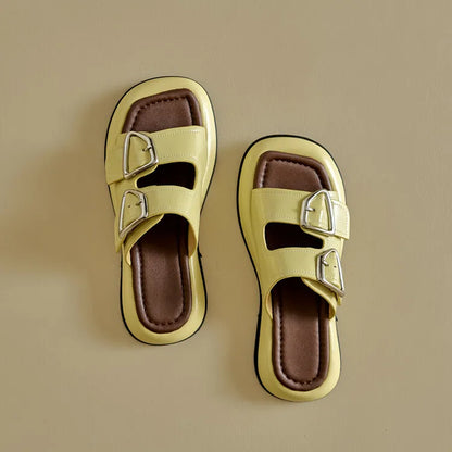 Selma Twin-Buckle Slide Sandals