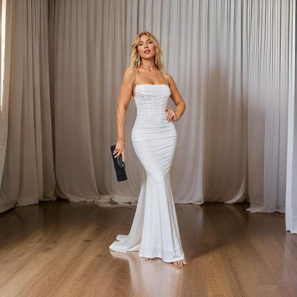 Irena - Elegant Draped Bodycon Style Evening Dress