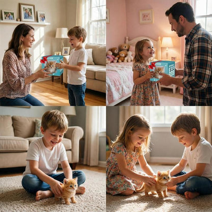 Chaton Robot Interactif – Peluche Réaliste qui Marche, Remue la Queue et Émet des Sons