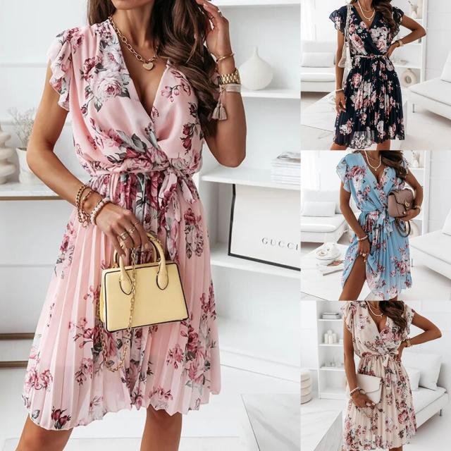 Mariana | Midi dress with floral pattern and adjustable waist