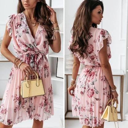 Mariana | Midi dress with floral pattern and adjustable waist