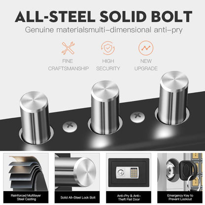 Titanium Safe Box – Password & Key Security Safe for Cash, Jewellery and Valuables