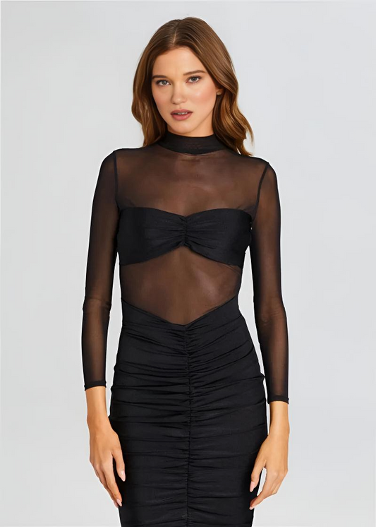 Vitré Lacceti Women's Sheer Mesh Bodycon Midi Dress