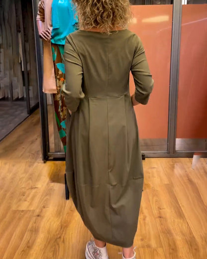 Grace - Olive Color Knitted Dress