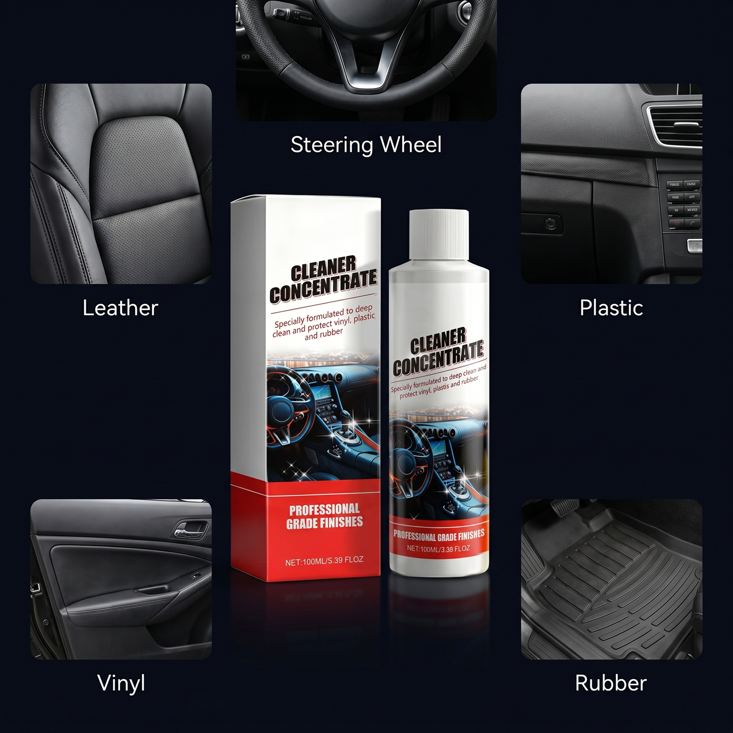 Professional Car Interior Cleaner Concentrate – Deep Clean Finish for Vinyl, Plastic & Rubber