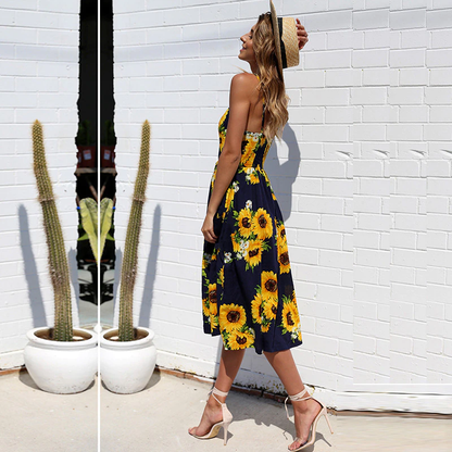 Davina | Summer midi dress with buttons and pockets