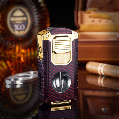 Briquet à cigare multifonction 5-en-1 avec coupe-cigare