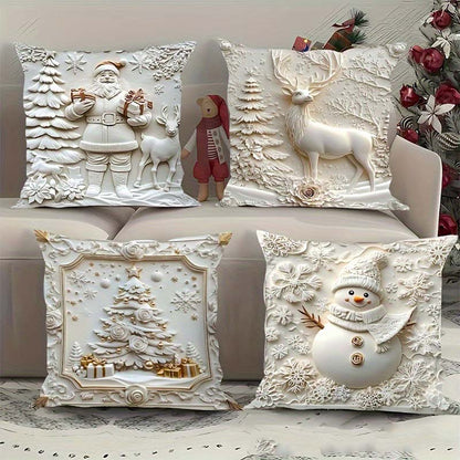 Ensemble de 4 housses de coussin festives