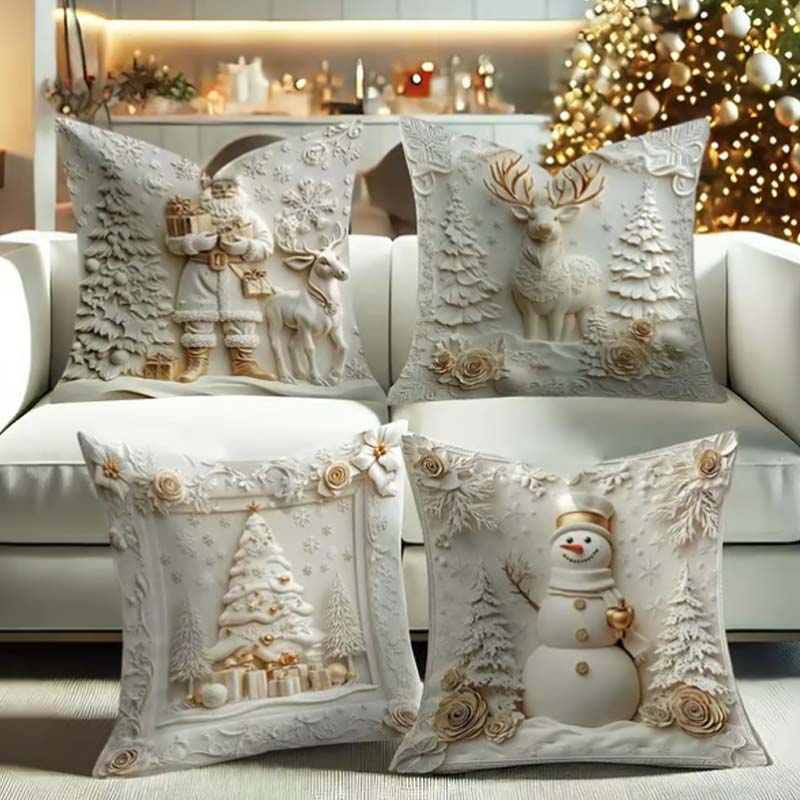 Ensemble de 4 housses de coussin festives