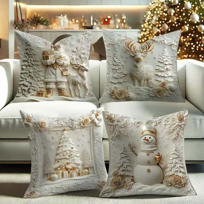 Ensemble de 4 housses de coussin festives