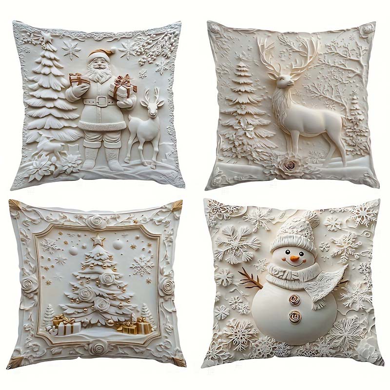 Ensemble de 4 housses de coussin festives