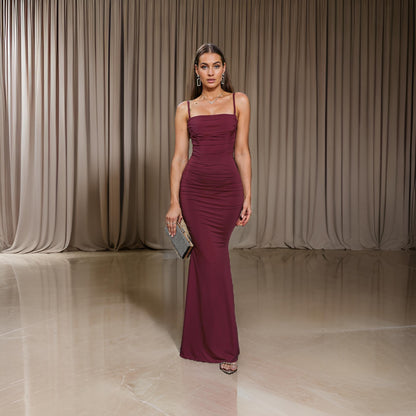 Irena - Elegant Draped Bodycon Style Evening Dress